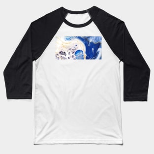 Marble Abstract Blue and White Art Baseball T-Shirt